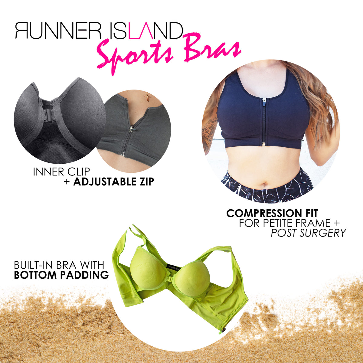 front clip sports bra