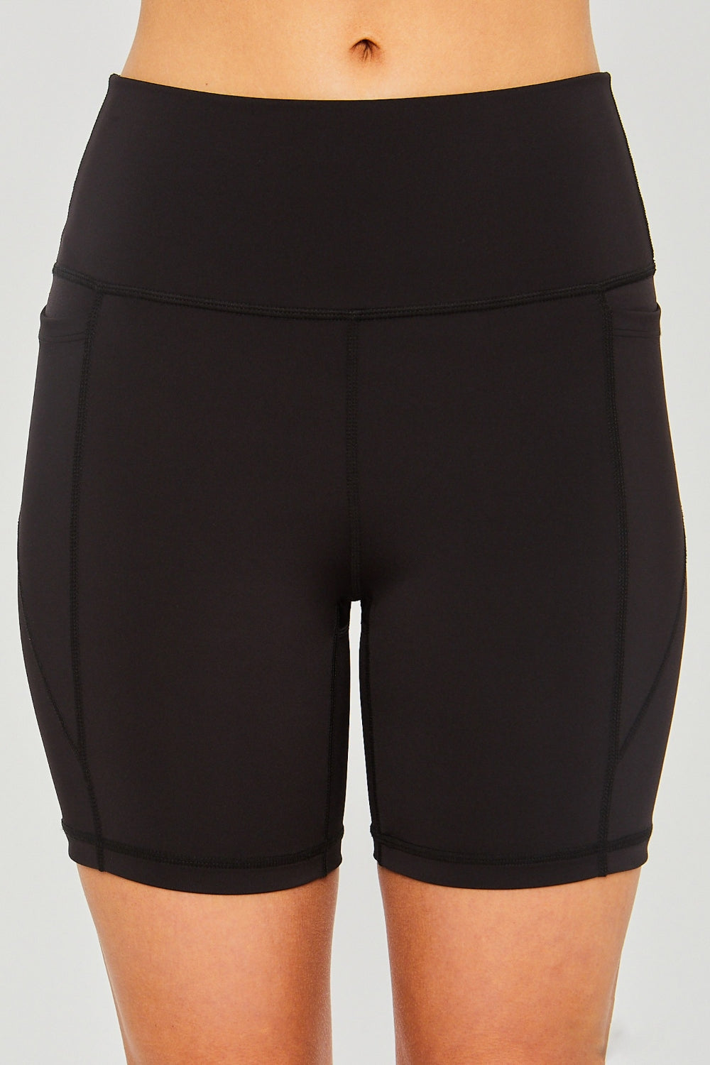 Womens Black High Waist Active Shorts with Pockets