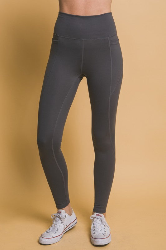 Charcoal High Waist Active Leggings with Side Pockets