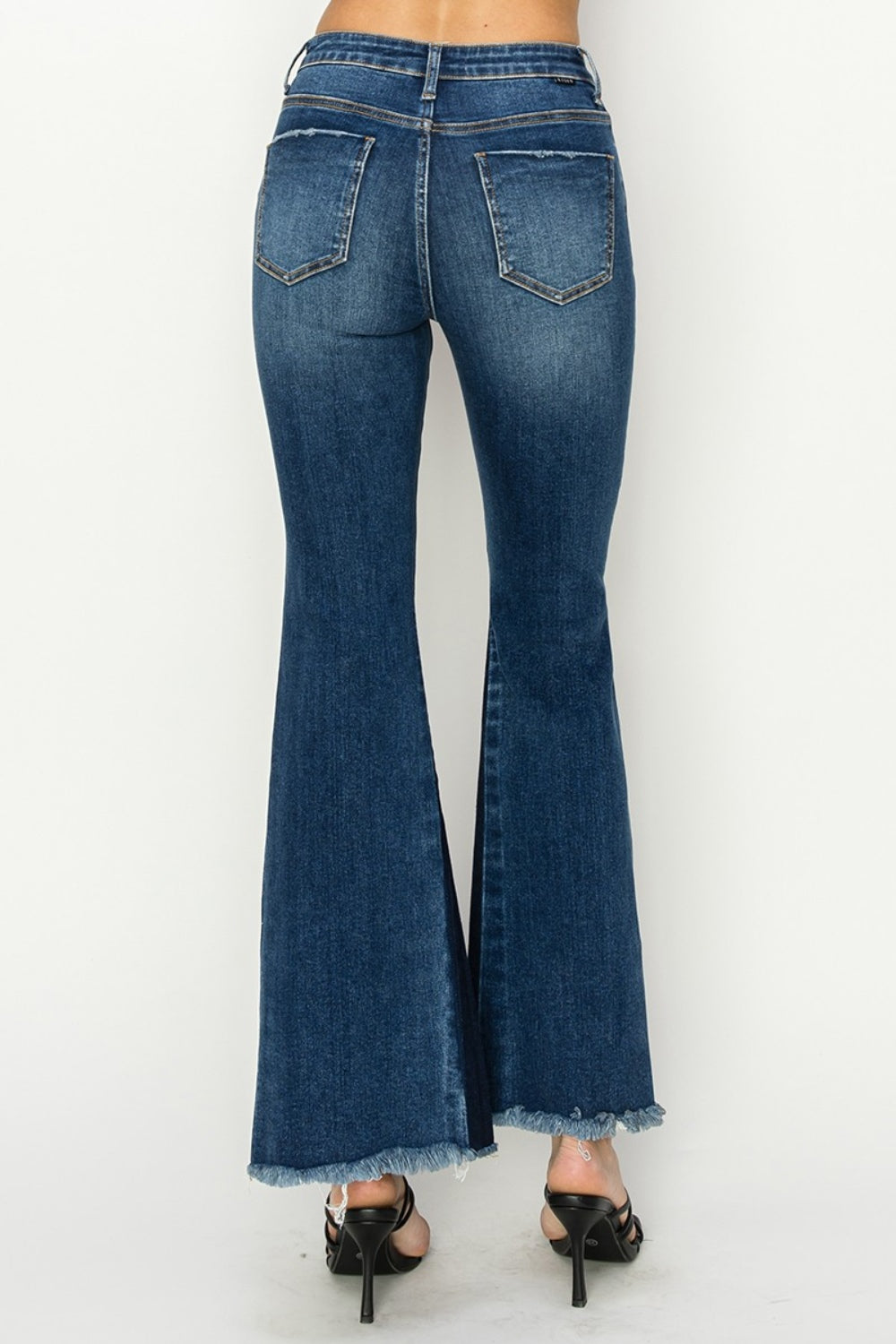 Women's Western Flare Blue Jeans with Slits On the Side