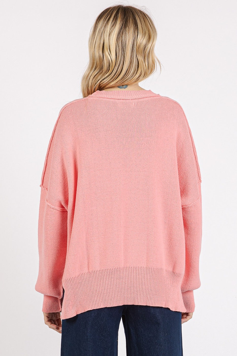 Women's Pink Oversized Knit Sweater