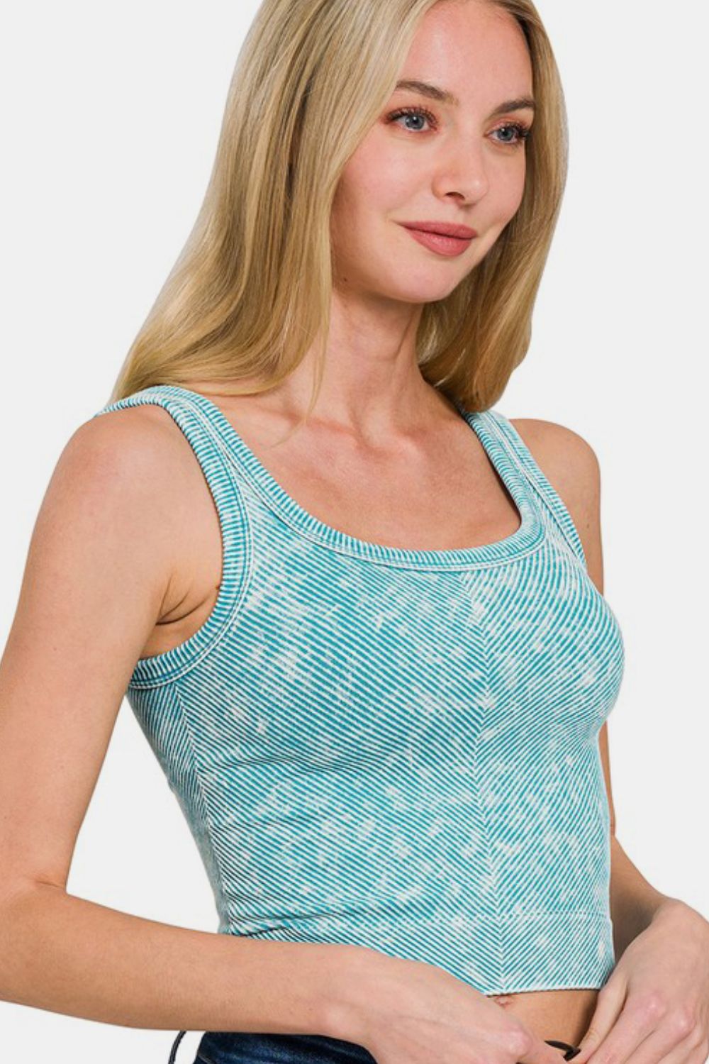 Women's Wintergreen Ribbed Chevron Wide Neck Tank Top