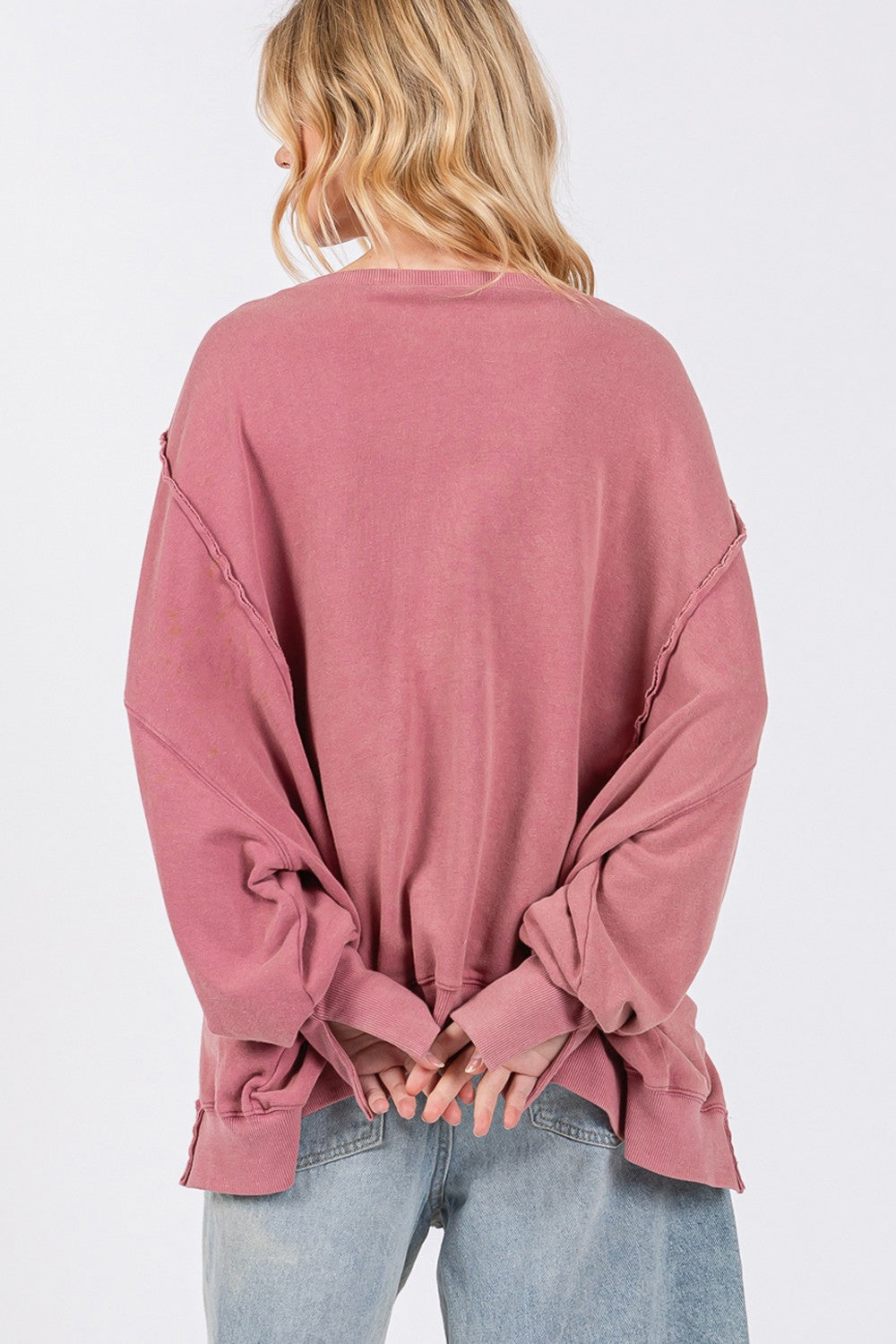 Women's Rose Mauve Oversized Sweater Cotton