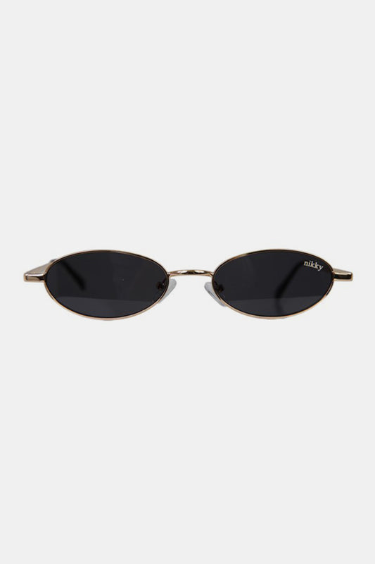 Women's Men's Skinny Oval Metal Frame Sunglasses