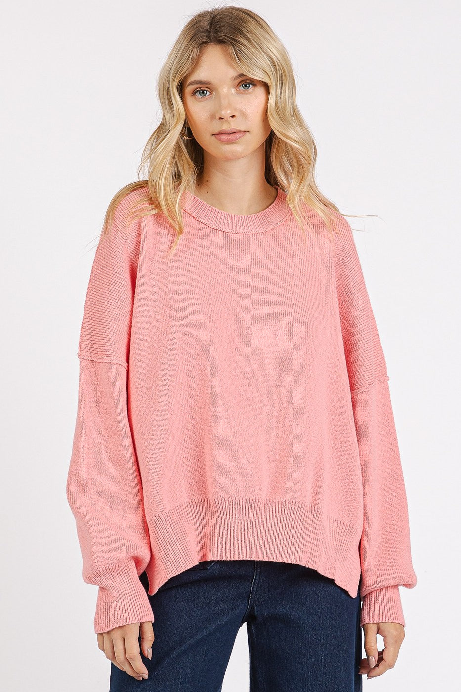 Women's Pink Oversized Knit Sweater