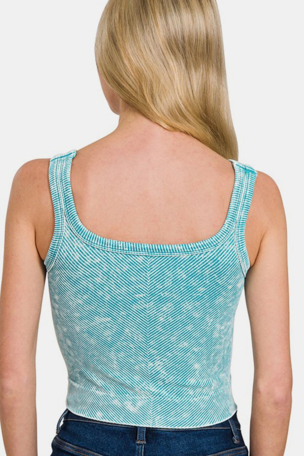 Women's Wintergreen Ribbed Chevron Wide Neck Tank Top