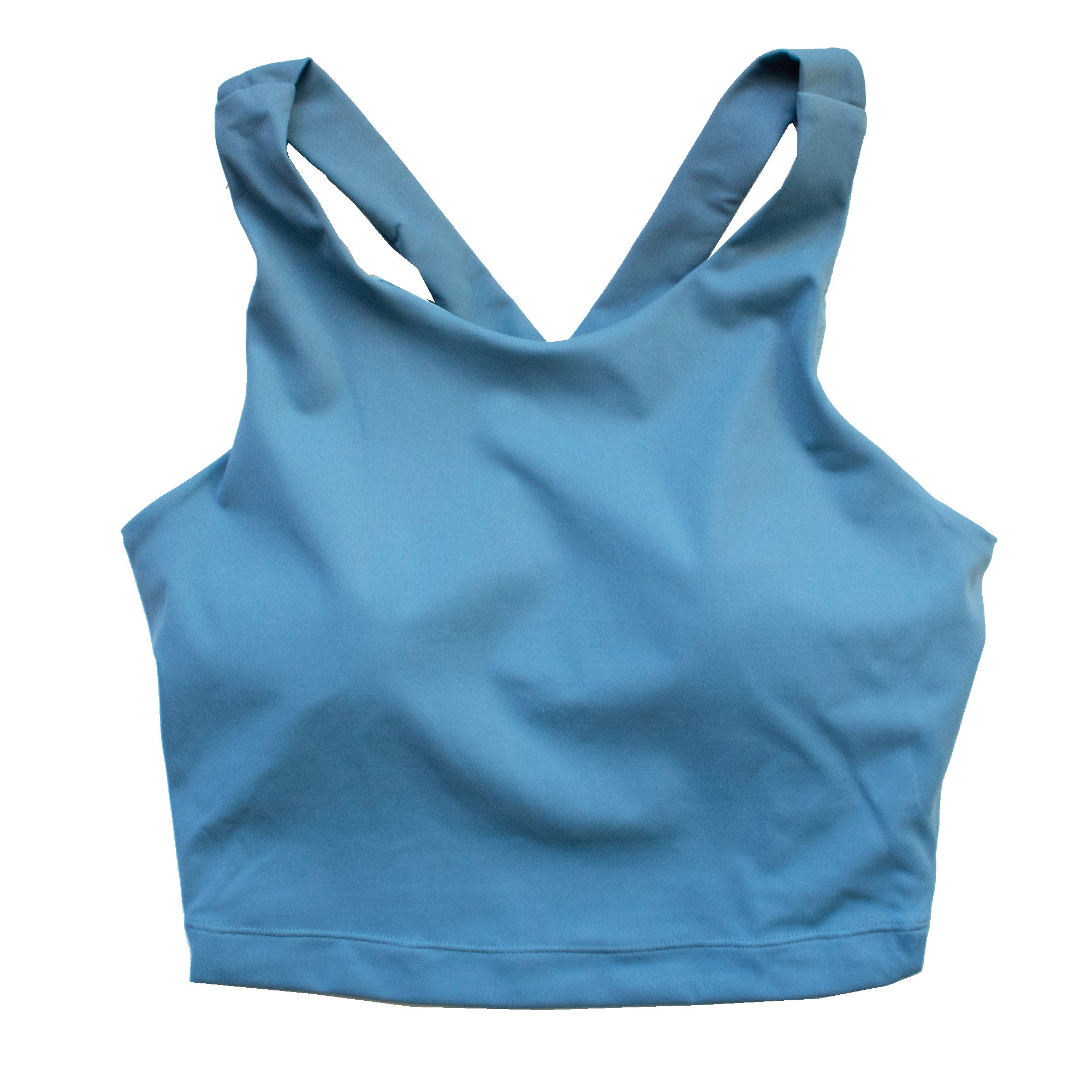 RUNNER ISLAND Womens Light Blue Asymmetrical Sports Bra Top with
