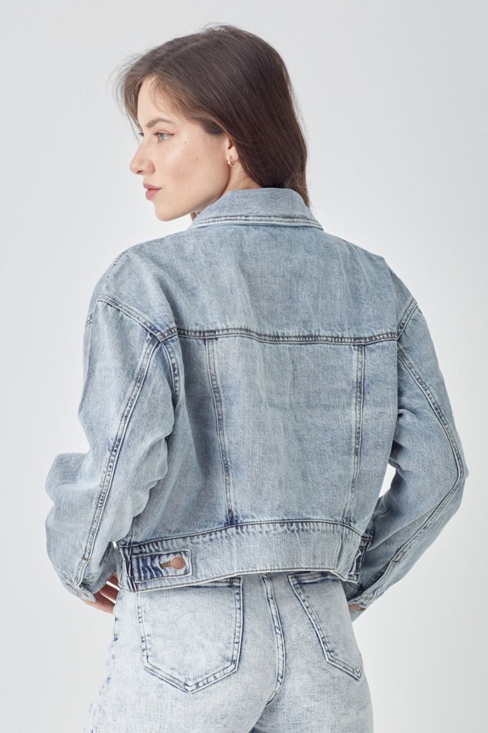 Women's Light Blue Cropped Denim Jacket