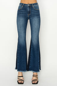 Women's Western Flare Blue Jeans with Slits On the Side