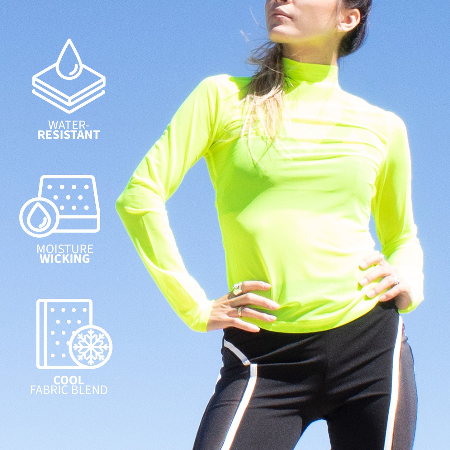 Runner Island Neon Yellow Run to Swim Mesh Long Sleeve