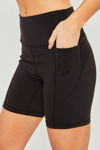 Womens Black High Waist Active Shorts with Pockets