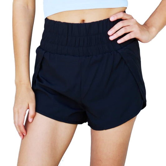 Women's Black High Waist Running Shorts