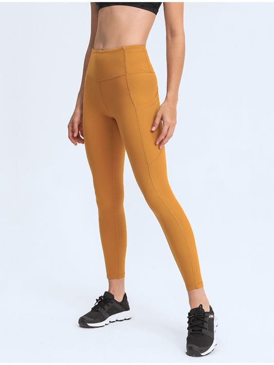 Women's High Waist Wide Waistband Leggings with Large Pockets