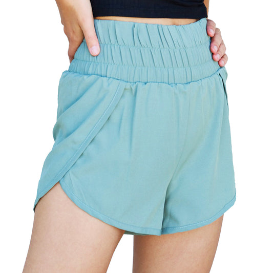 Women's Mint Green High Waist Running Shorts