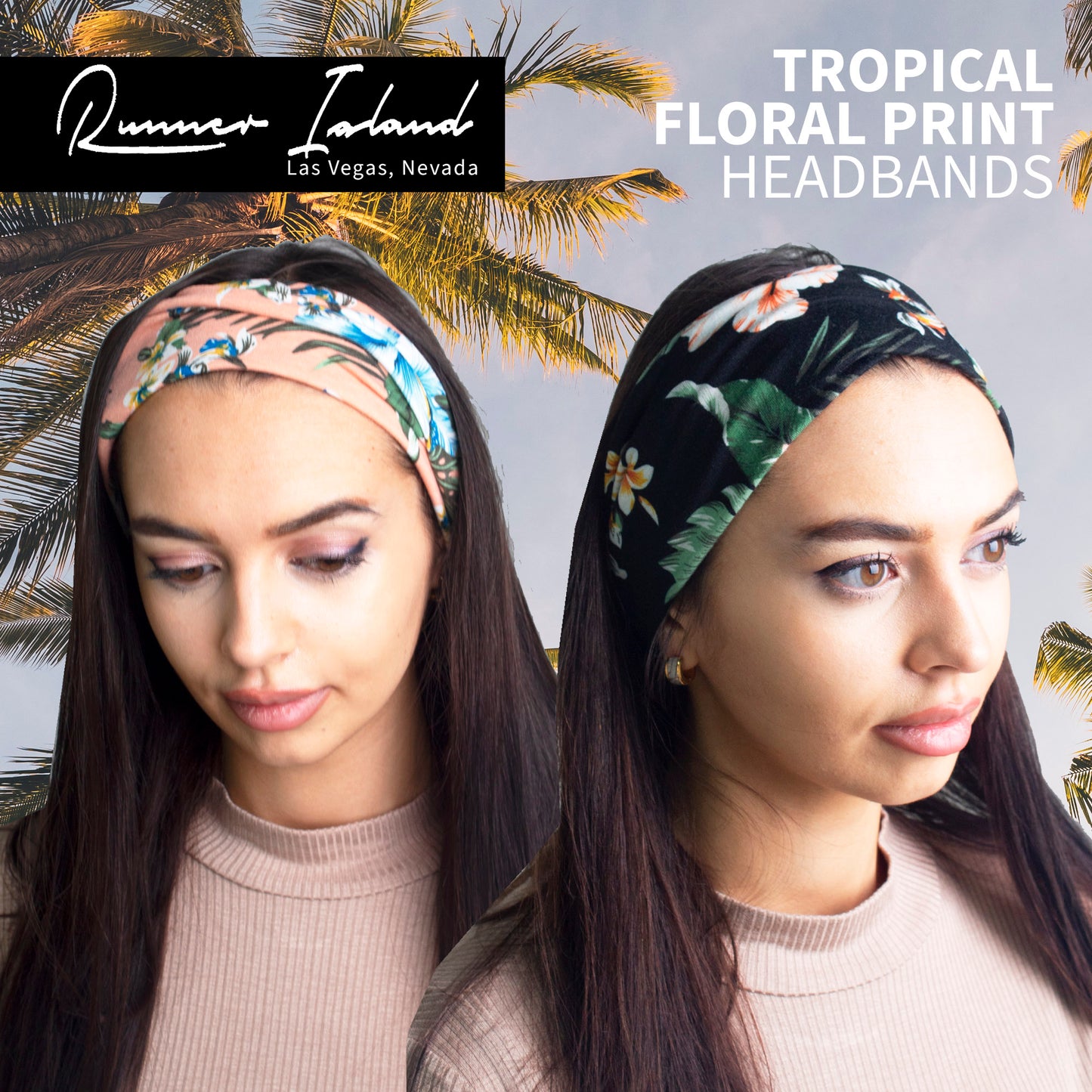 Women's Tropical Floral Print Headband 2 Pack - Machine Washable