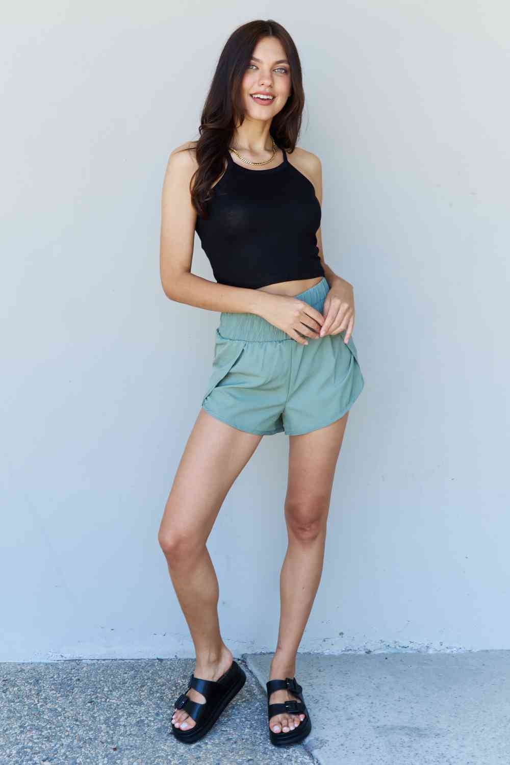 Women's Mint Green High Waist Running Shorts