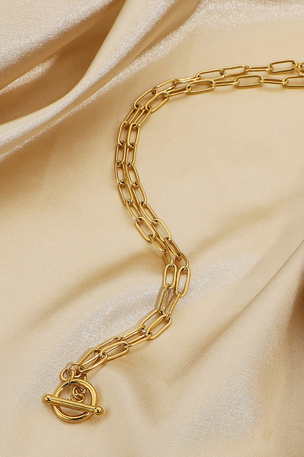 Link Chain Stainless Steel Necklace Gold Tone