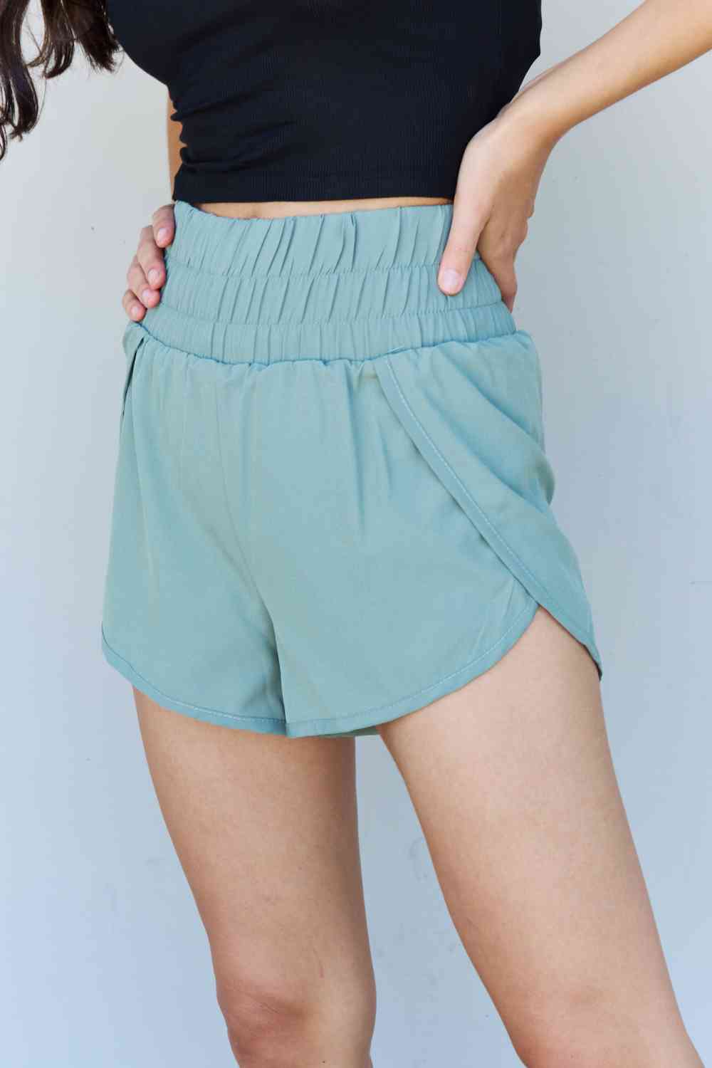 Women's Mint Green High Waist Running Shorts