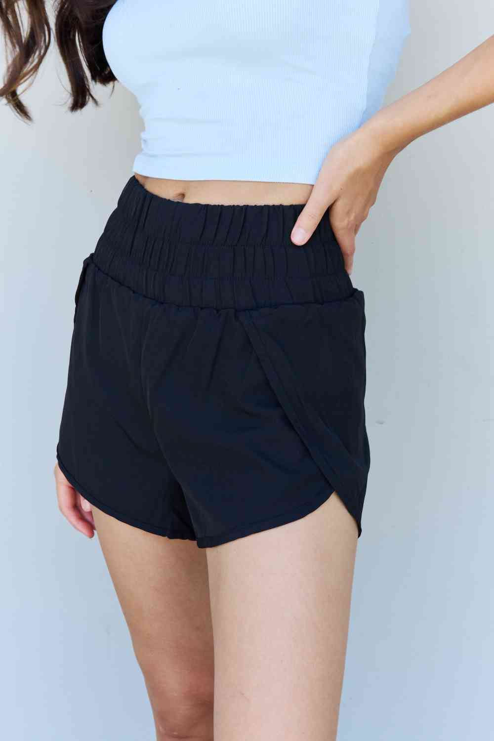 Women's Black High Waist Running Shorts