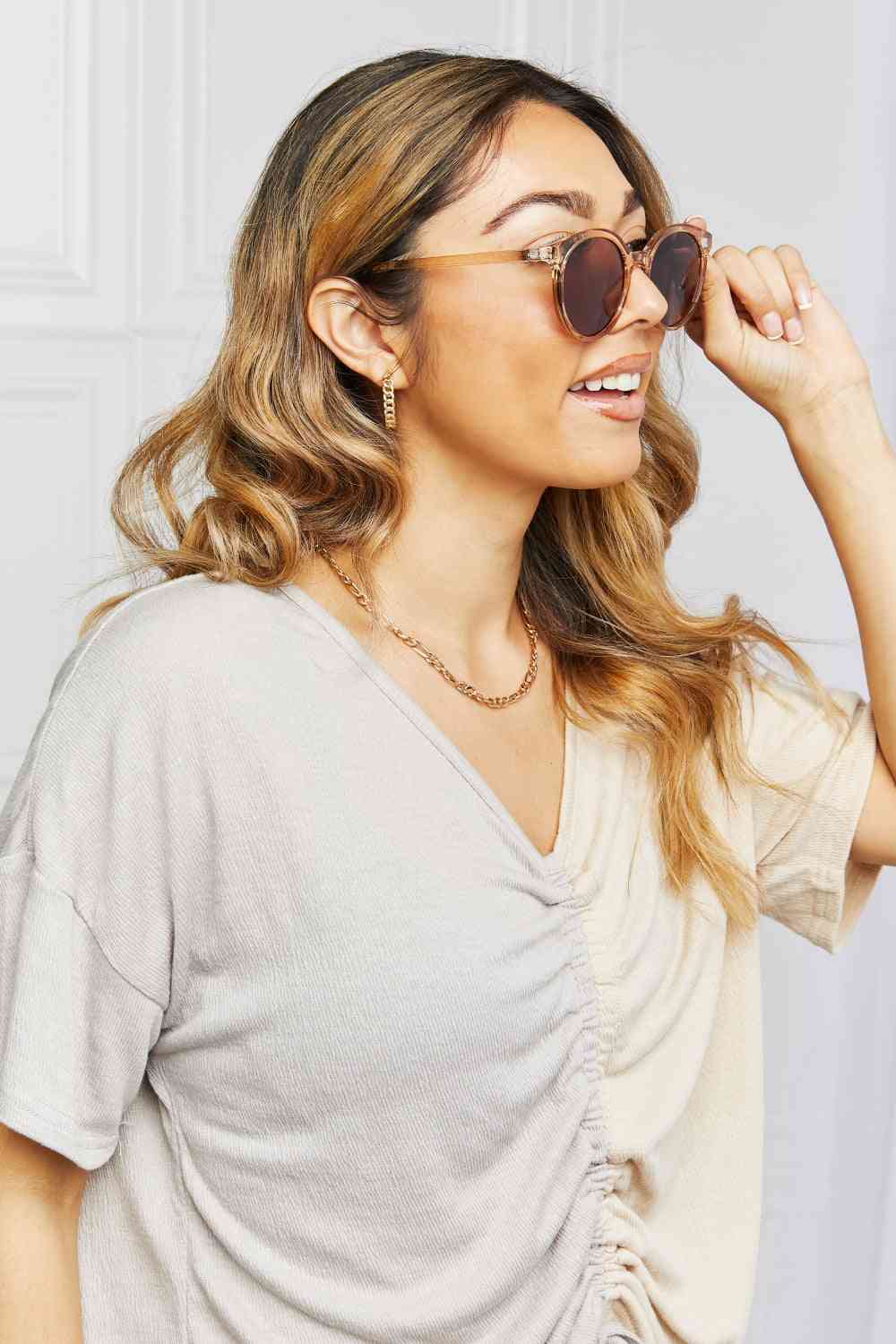 Womens Retro Style Round Sunglasses