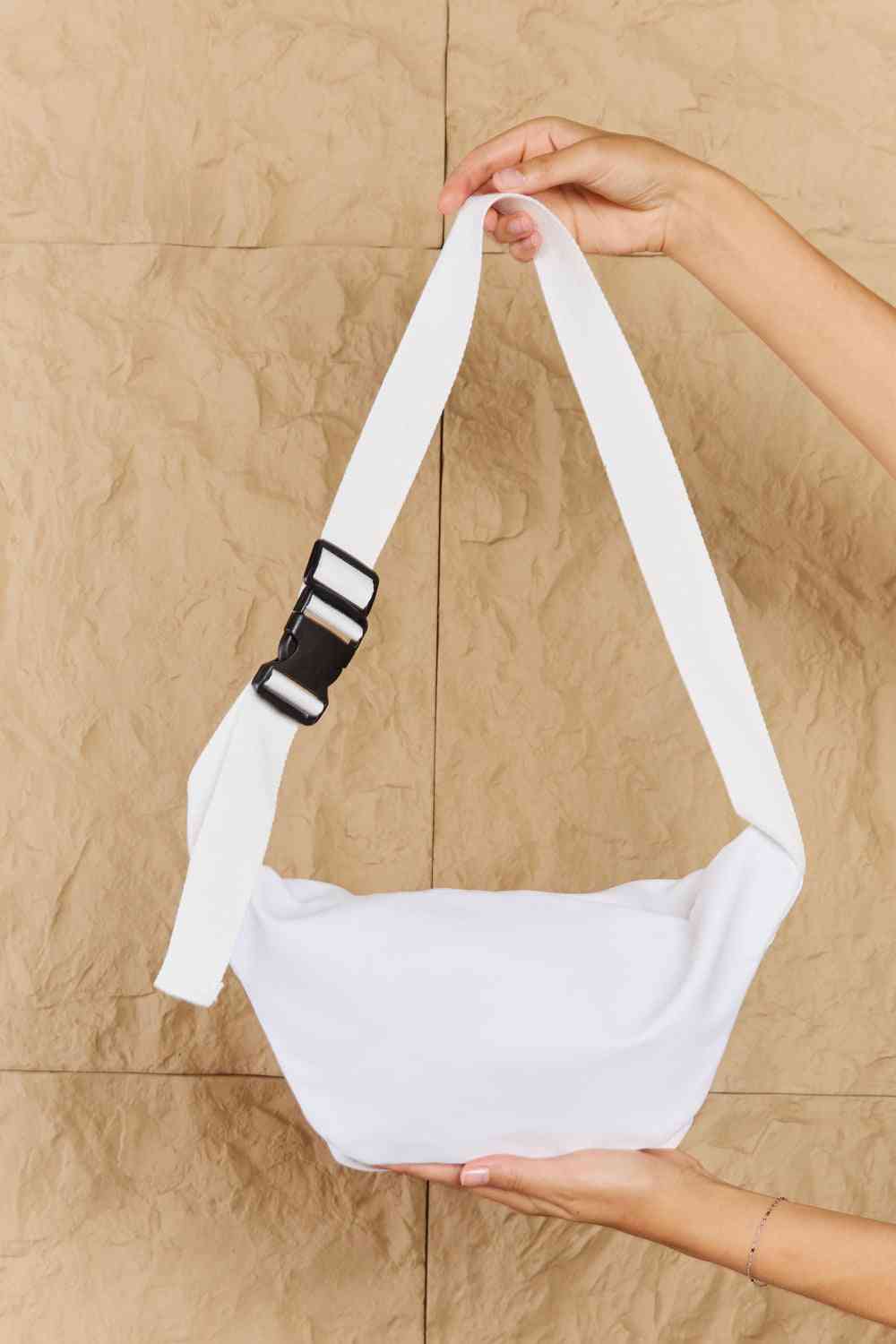 White Fanny Pack Crossbody with Clear Zipper Pouch