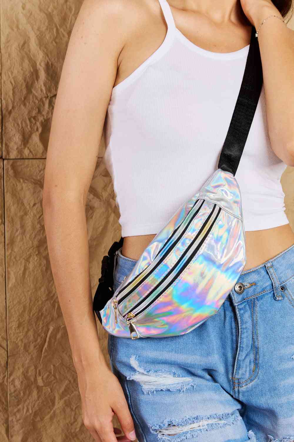 Holographic Silver Fanny Pack Crossbody