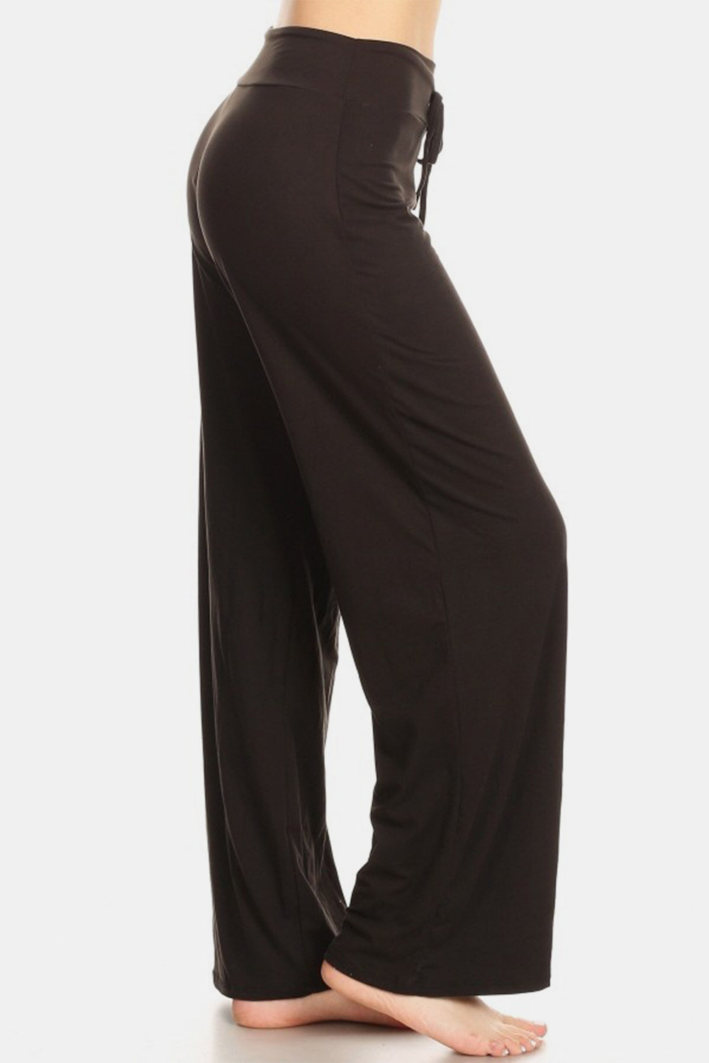 Women's Black Wide Leg High Waist Drawstring Pants