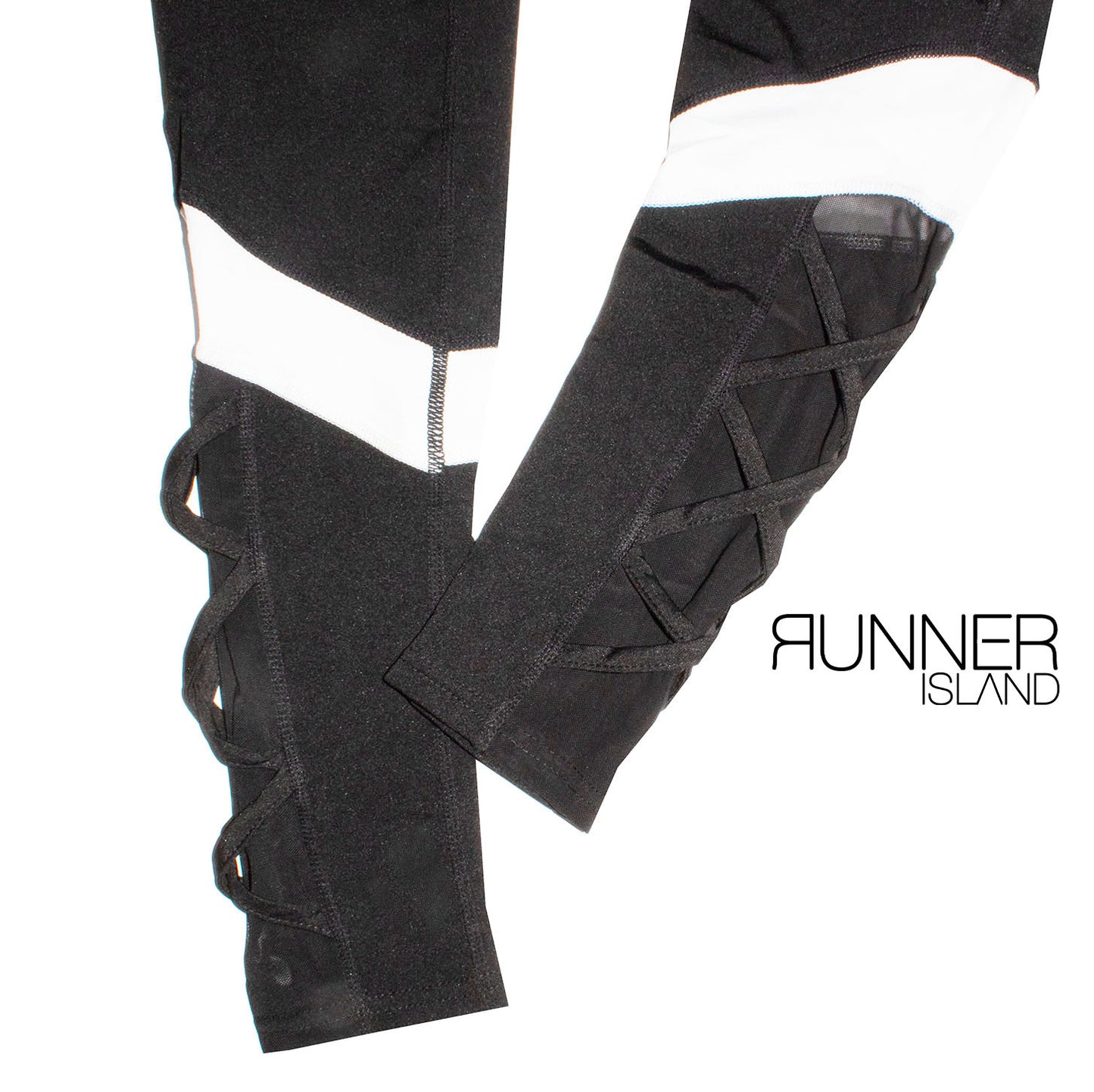 Runner Island Women's Black Sports Leggings with Back Zipper Pocket