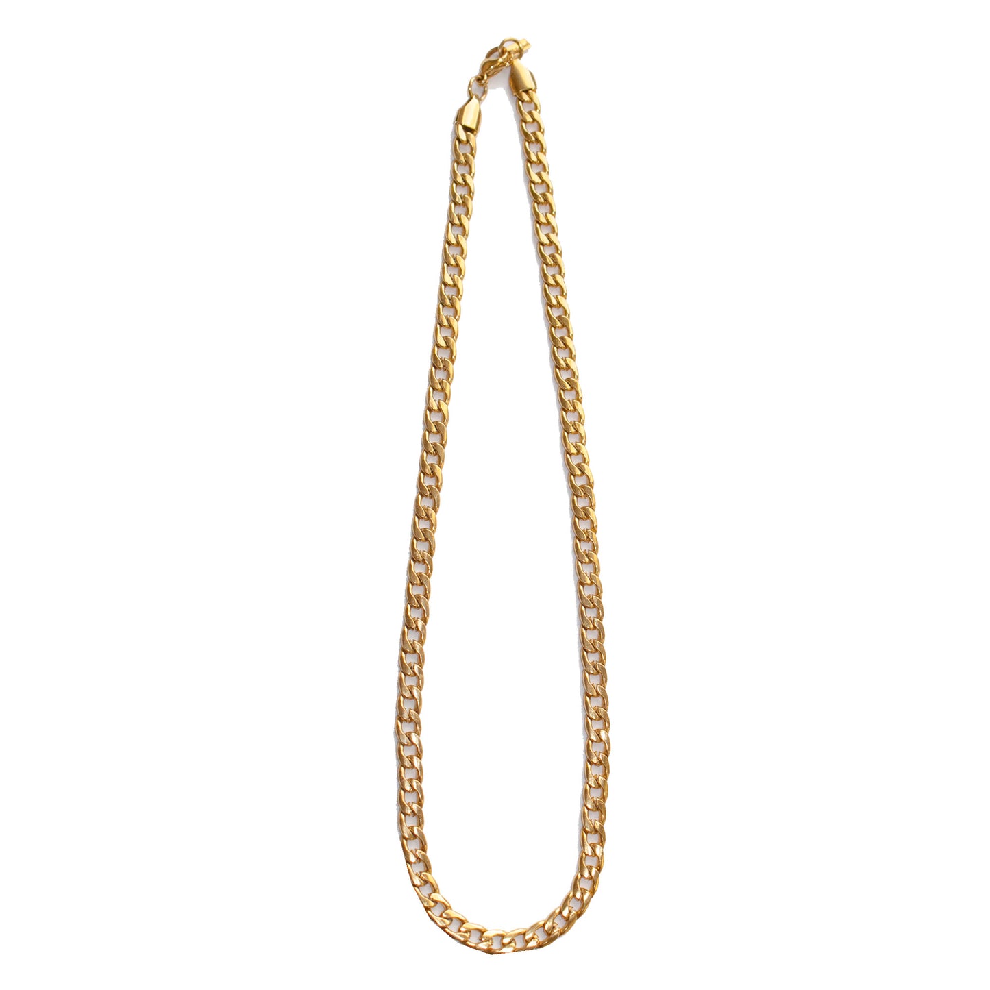 Curb Chain Necklace Gold Tone Stainless Steel