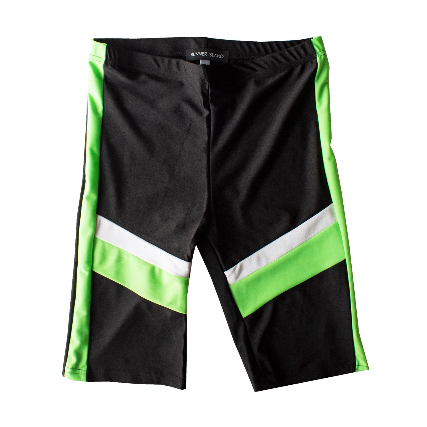 Runner Island Women's Black Silver Lime Run to Swim Shorts