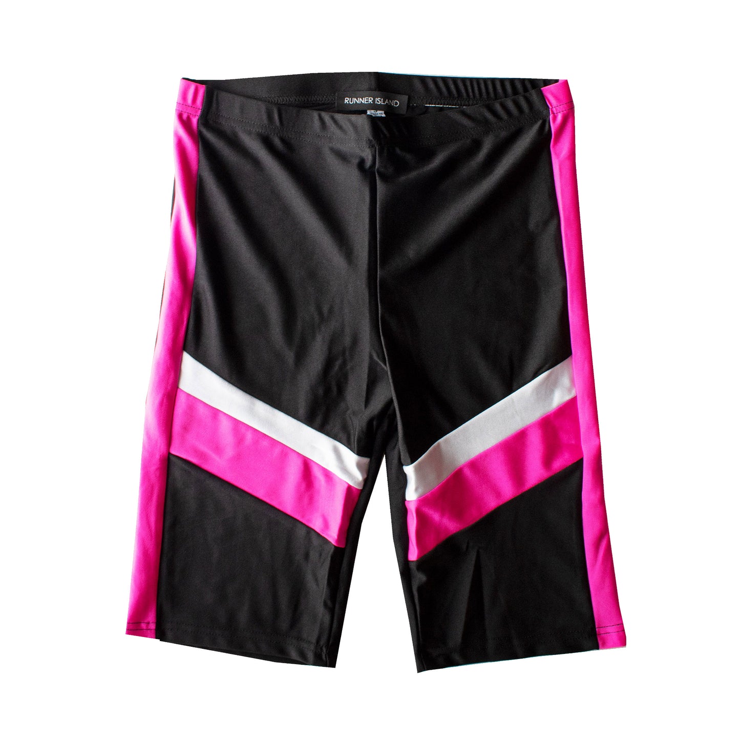 Runner Island Women's Black Silver Pink Run to Swim Shorts