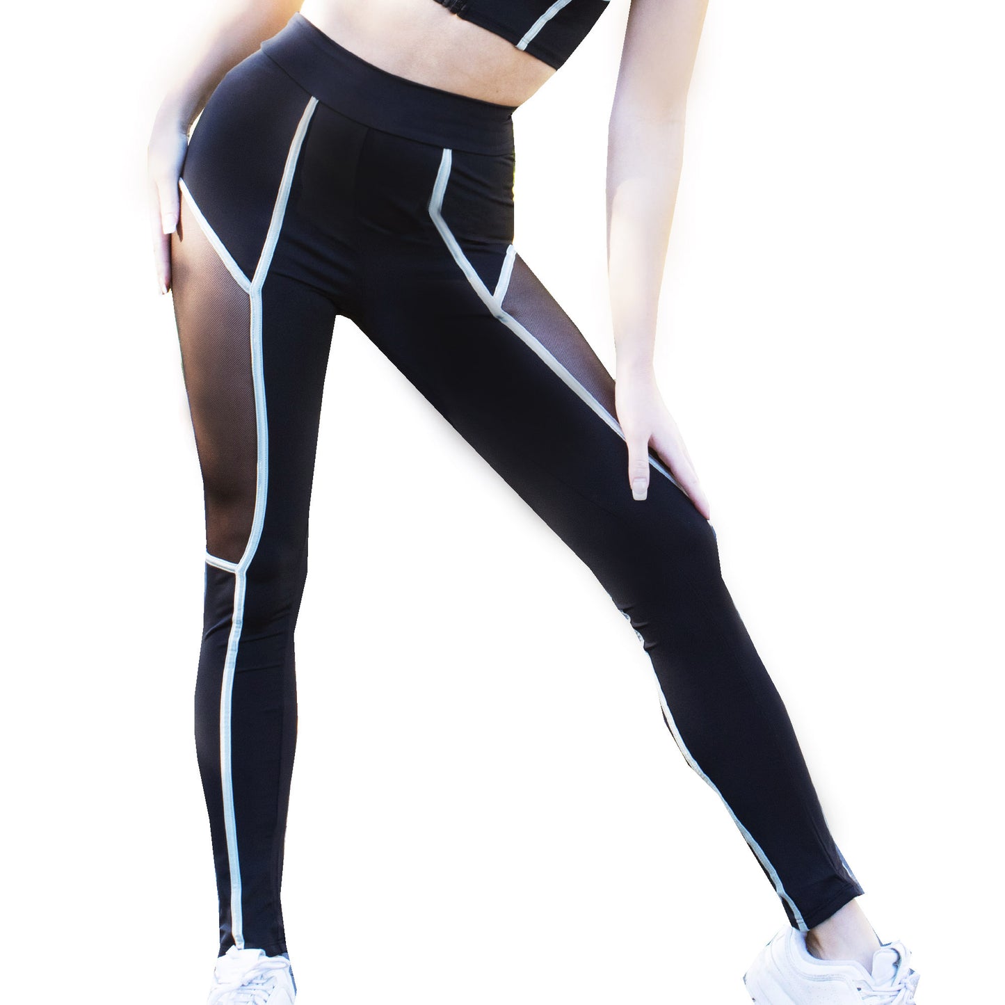 Runner Island Black Hyperspace Mesh Workout Leggings