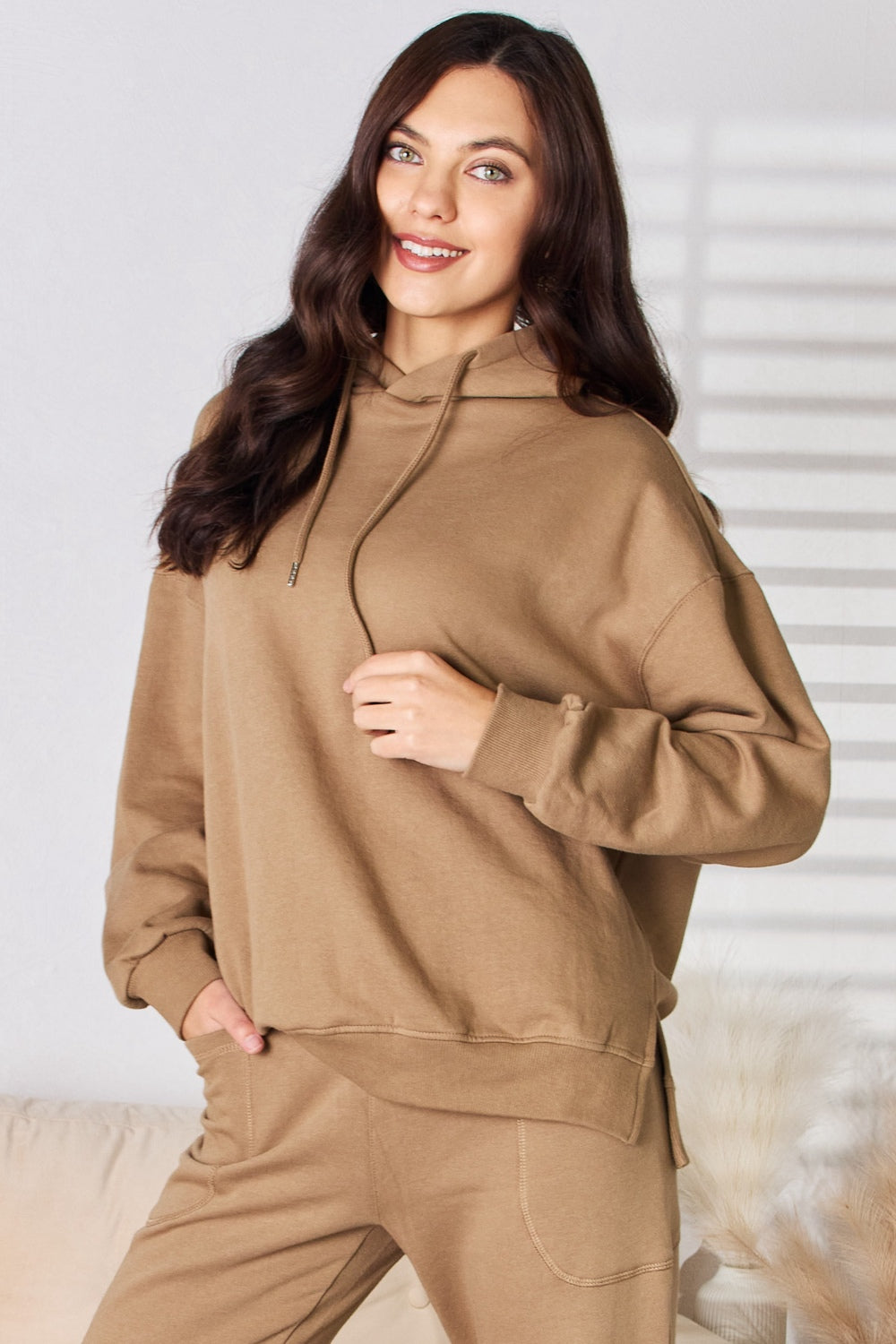 Women's Brown Sweatshirt Hoodie Pullover Oversized