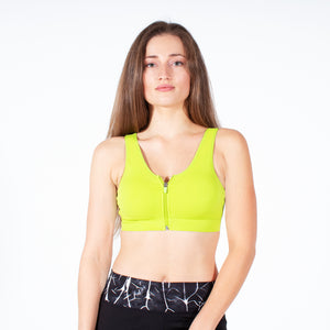 RUNNER ISLAND Give Me A Boost Sports Bra with Padding Sewn in, Zipper in  Front & Compression for Post Surgery Fitness