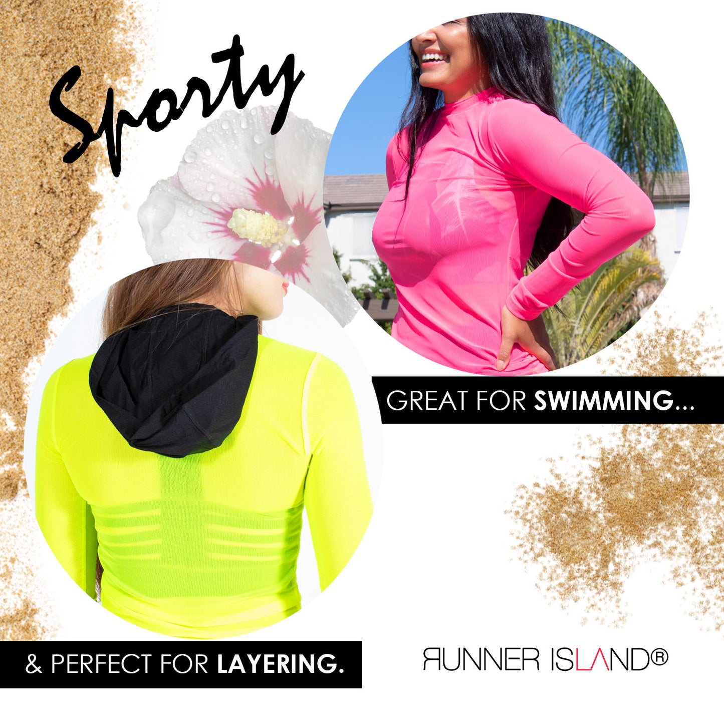 Runner Island Women's Neon Pink Run to Swim Mesh Long Sleeve