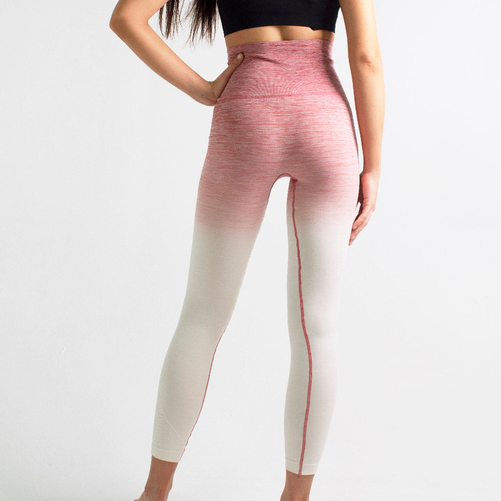 Women's Pink Ivory Fitted Shaping Ombre Workout Leggings