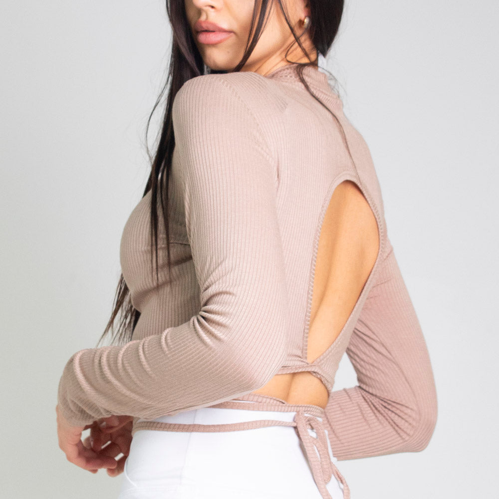 Runner Island Open Back Tennis Top Cappuccino Tan