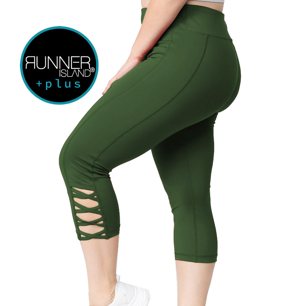 Forest Green Plus Size Cross Me Pocket Capri