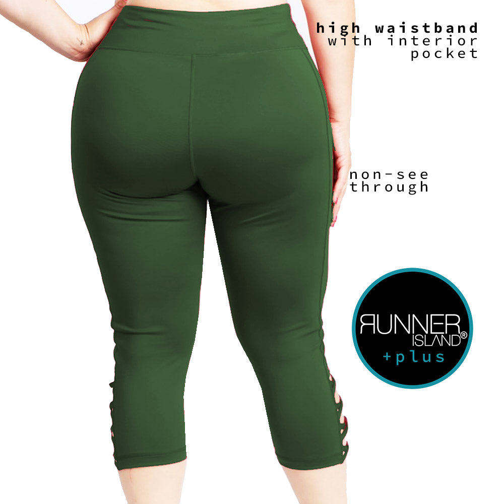 Forest Green Plus Size Cross Me Pocket Capri