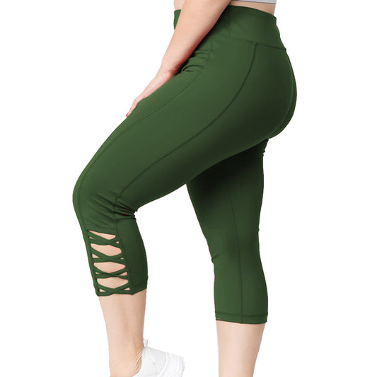 Forest Green Plus Size Cross Me Pocket Capri