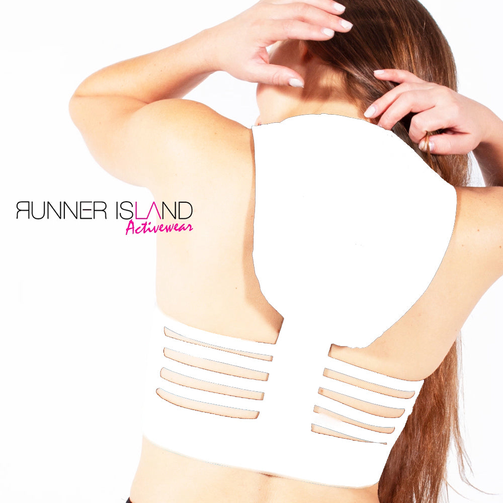 Runner Island Womens Tennis White Sports Bra Tank Top Hoodie