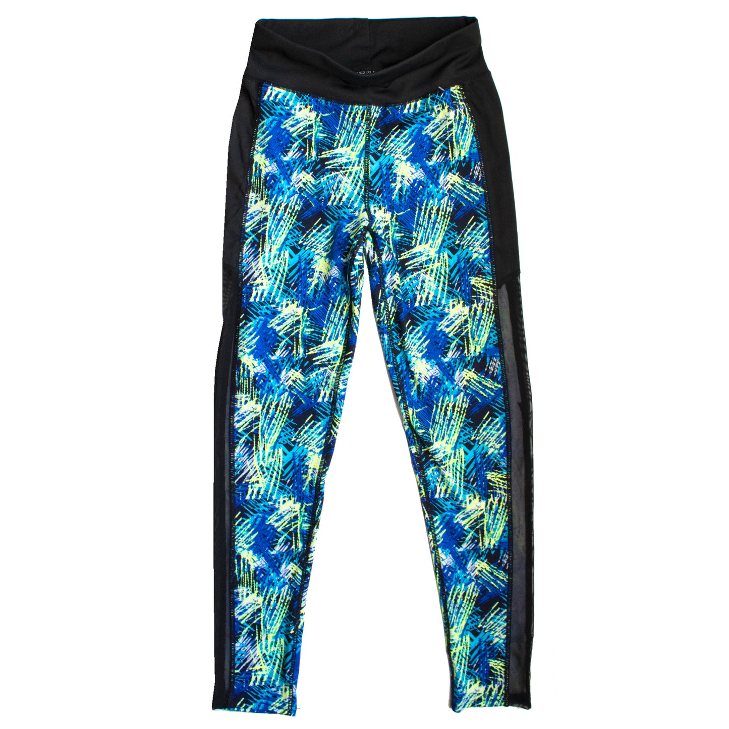 Runner Island Tropical 80s Patterned Mesh Workout Leggings