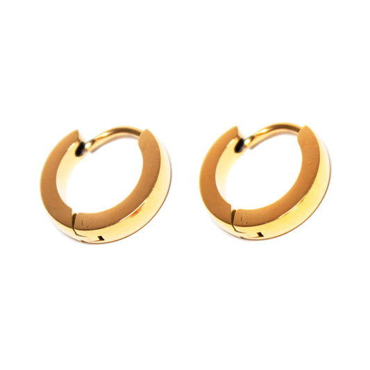 Hinged Huggie Hoop Earrings Gold Tone Stainless Steel