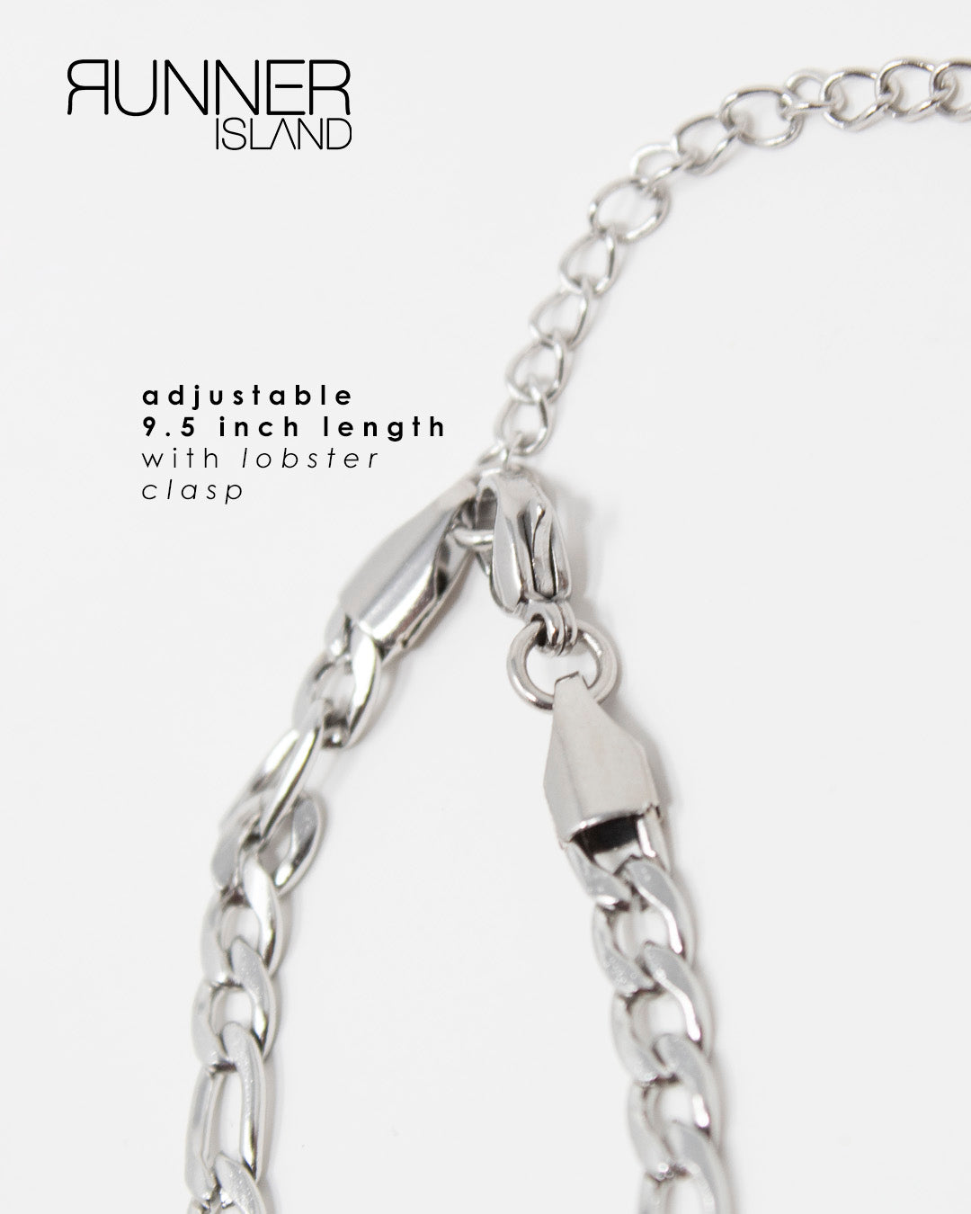 Figaro Silver Anklet 9 inch Stainless Steel