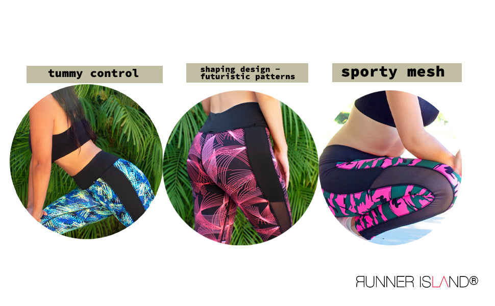 Runner Island Screensaver Patterned Mesh Workout Leggings