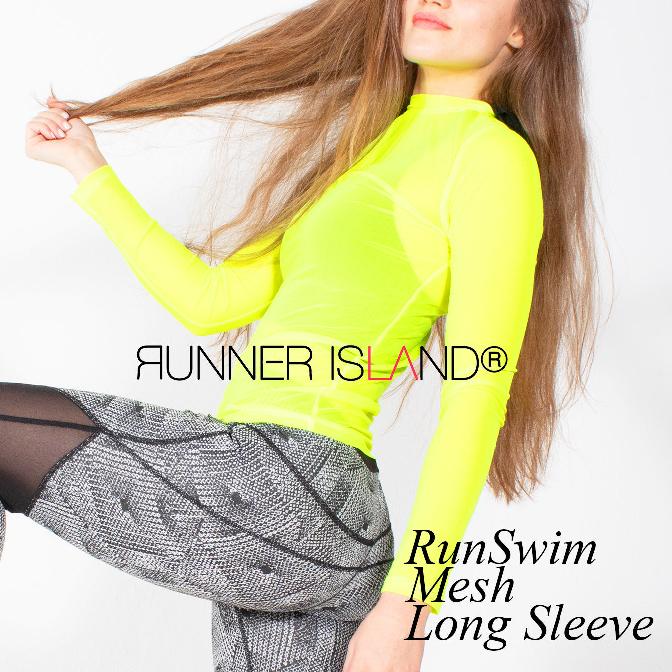 Runner Island Women's Neon Pink Run to Swim Mesh Long Sleeve