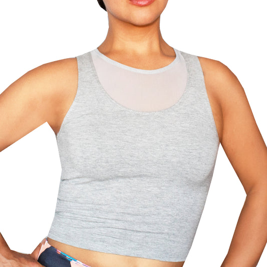 Runner Island Tiffani Gray Mesh Crop Top